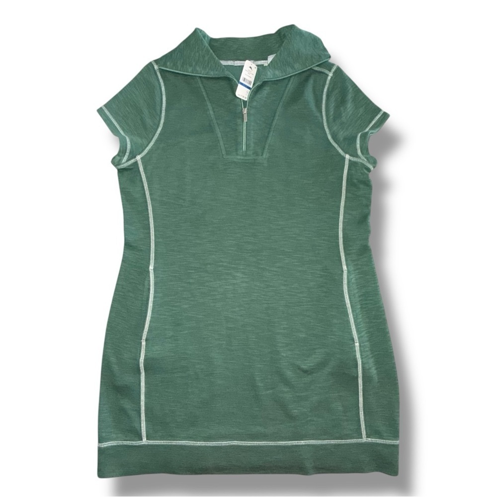 TOMMY BAHAMA Tobago Bay Half-Zip Short-Sleeve Dress - XL Dark Spearmint - Picture 5 of 13